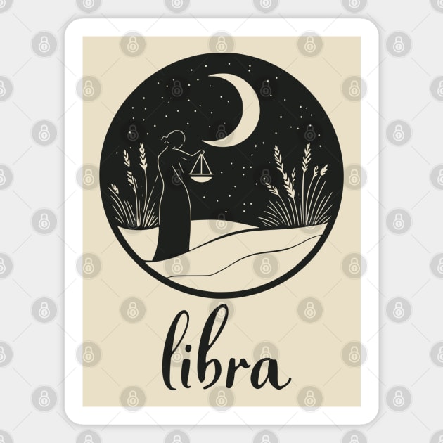 Libra Zodiac Sign Celestial Balance Art Magnet by TuncGK